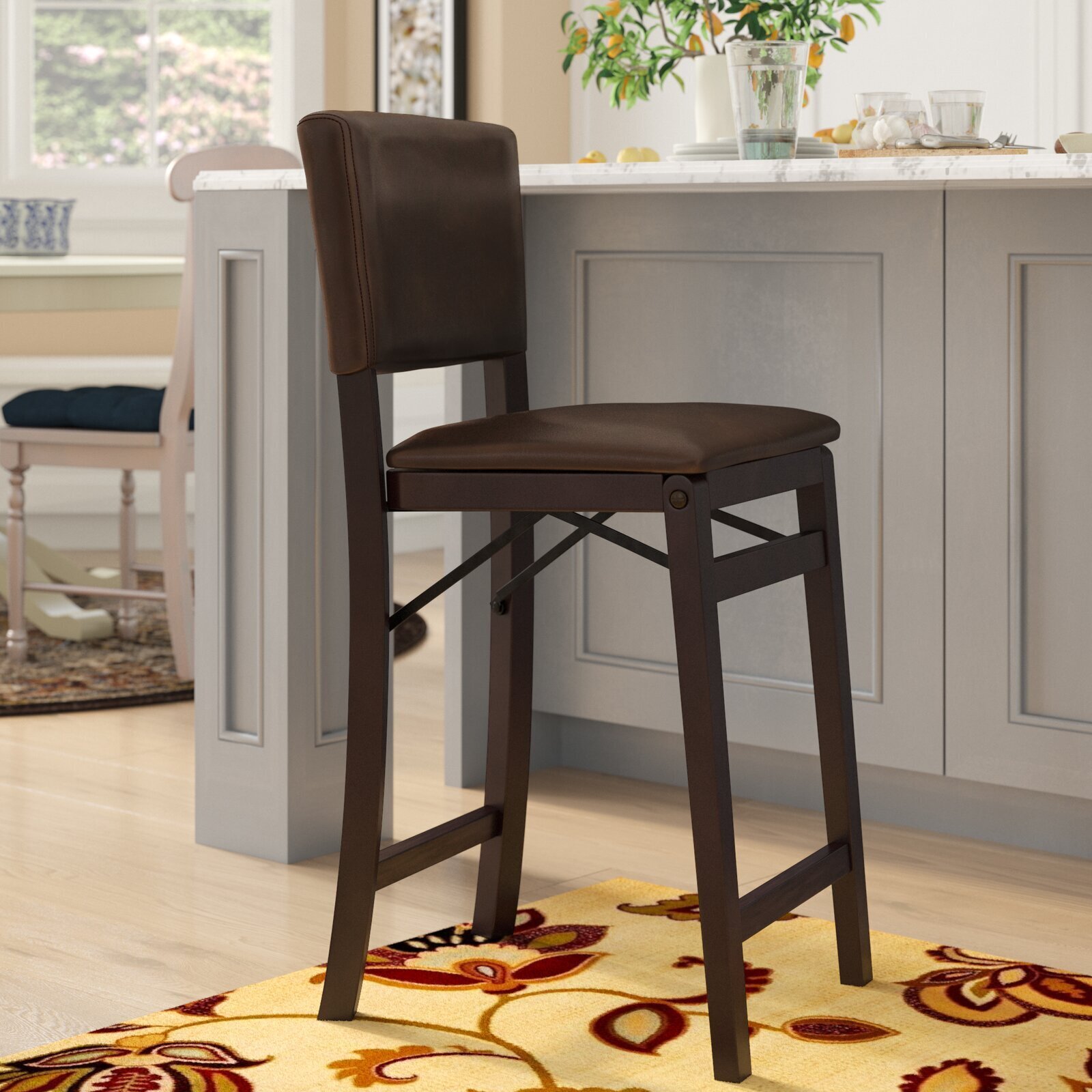 Full Back Luxury Leather Folding Bar Stool