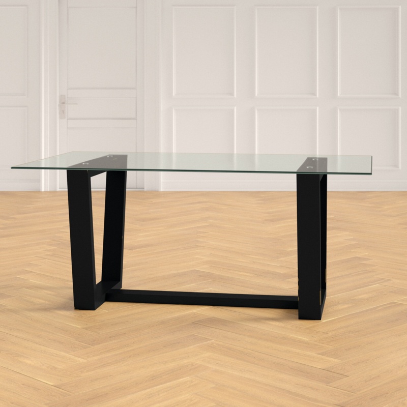 Wood and Glass Farmhouse Dining Table