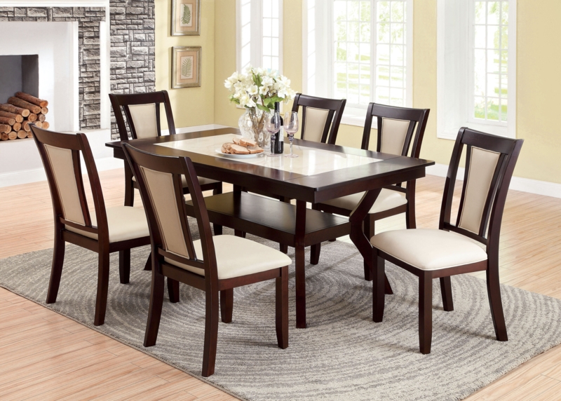 7 Piece Dining Set with Lower Shelf