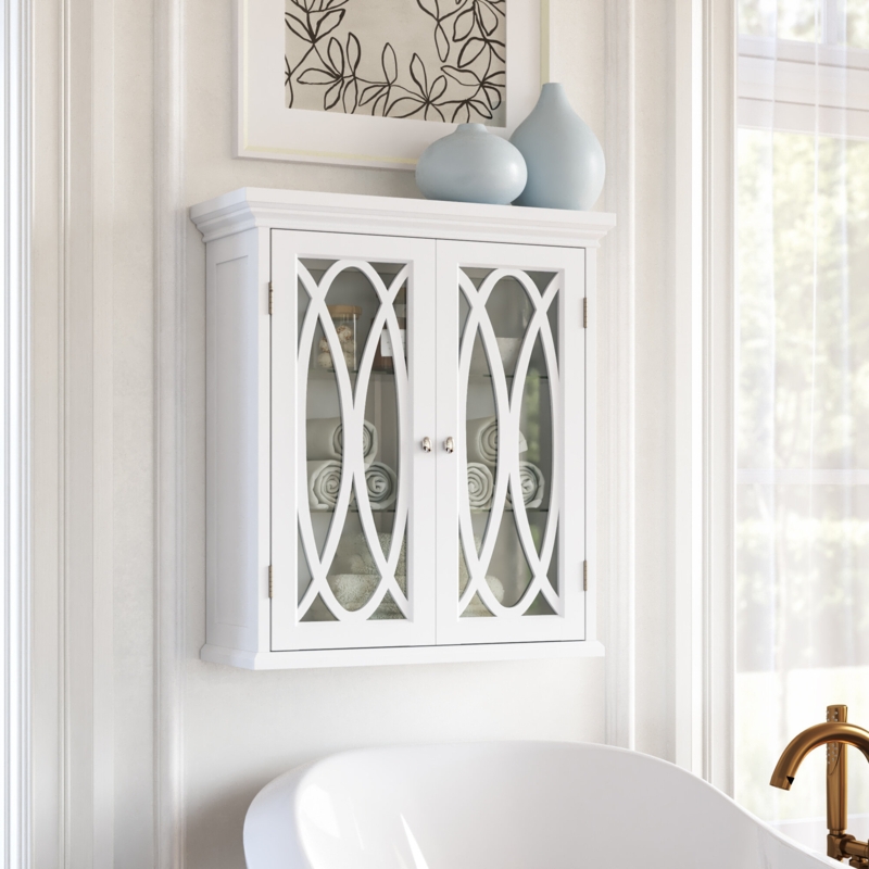 Bathroom Wall Cabinet with Glass Doors