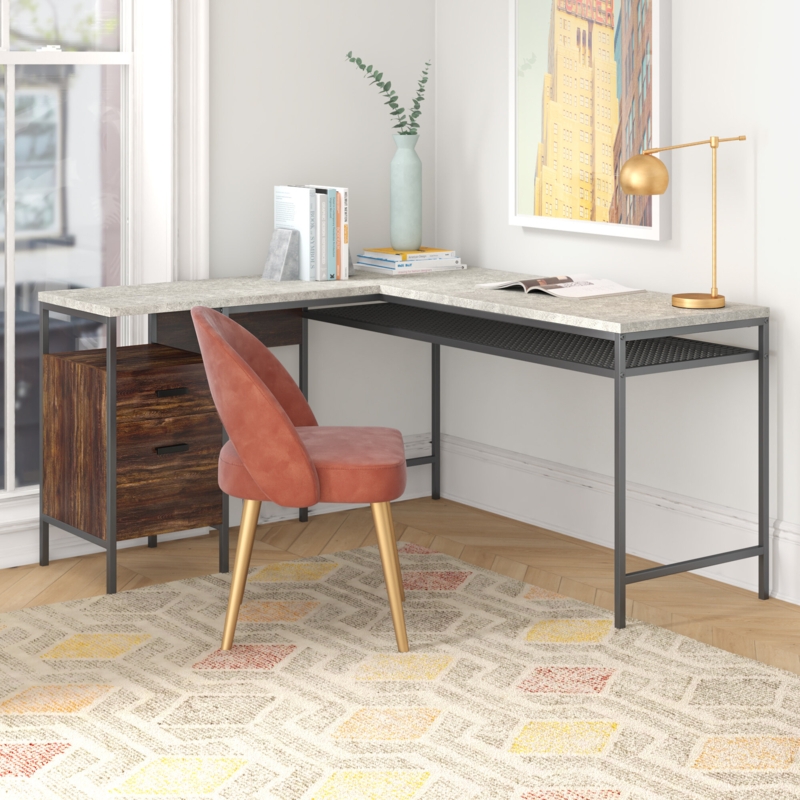L-Shaped Executive Desk with Storage