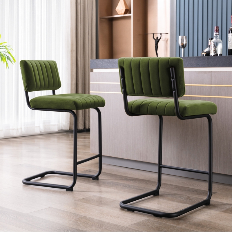 Counter Height Velvet Bar Stools (Set of 2)