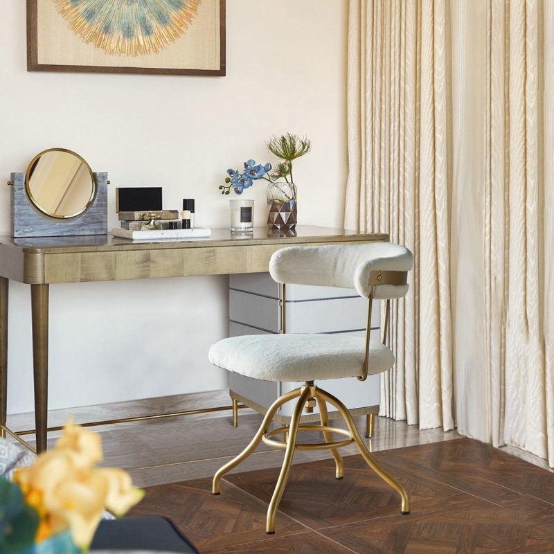 Glamorous Vanity Stool with Adjustable Height