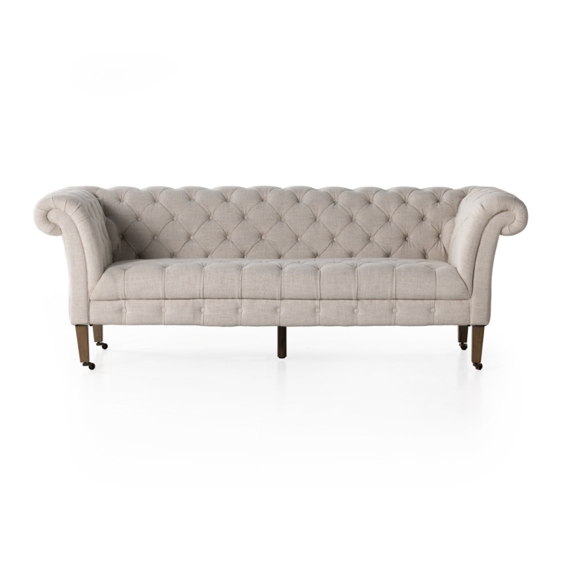 Traditional Chesterfield-style Armchair with Casters