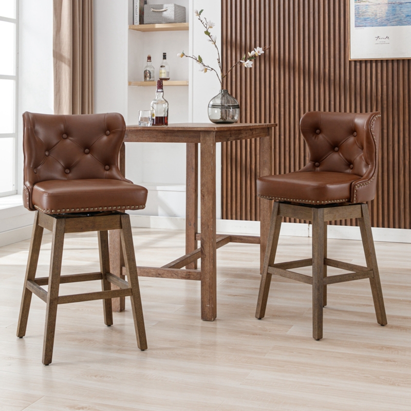 Set of 2 Elegant Swivel Bar Stools