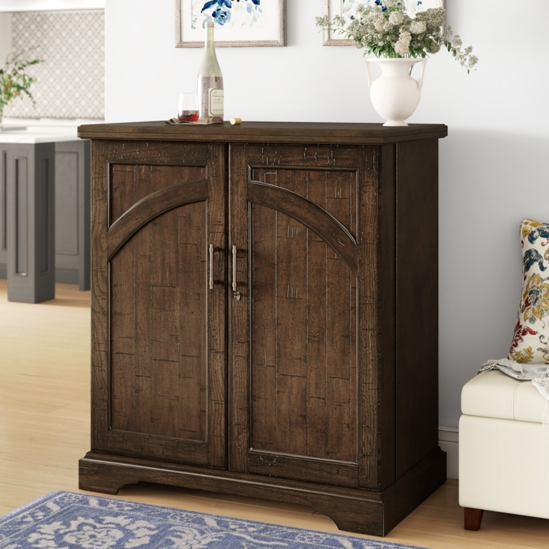 Rustic Hardwood Wine and Serving Cabinet