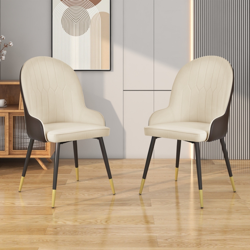 Upholstered Kitchen Accent Chair with Gold Accents