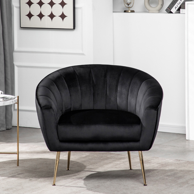Modern Velvet Barrel Accent Chair