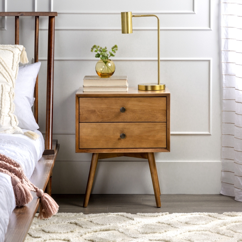Mid-Century Modern Nightstand with Two Drawers