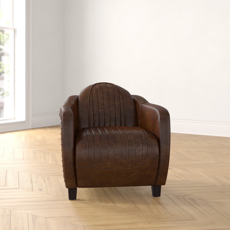Gestel 29" Wide Top Grain Leather Barrel Chair