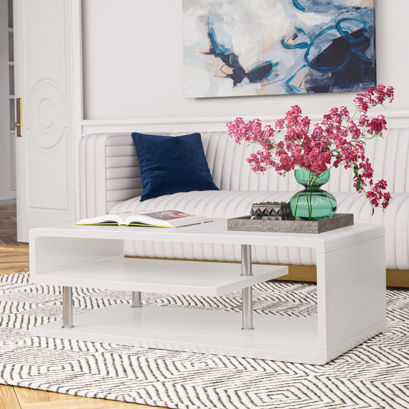 Mid-Century Modern Coffee Table with Shelves