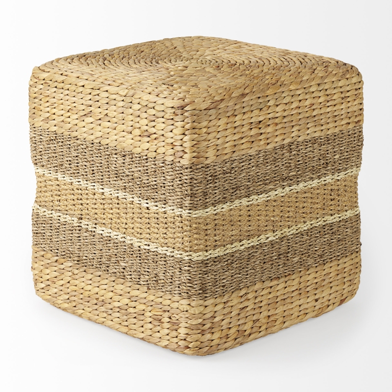 Seagrass Striped Pattern Pouf