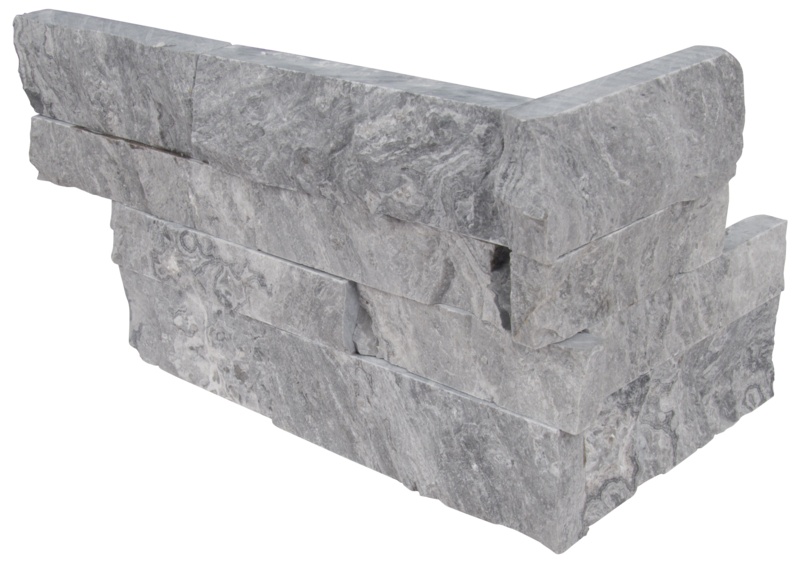 Glacial 18" x 6" Marble Corner Piece Tile Trim in Glacial Gray