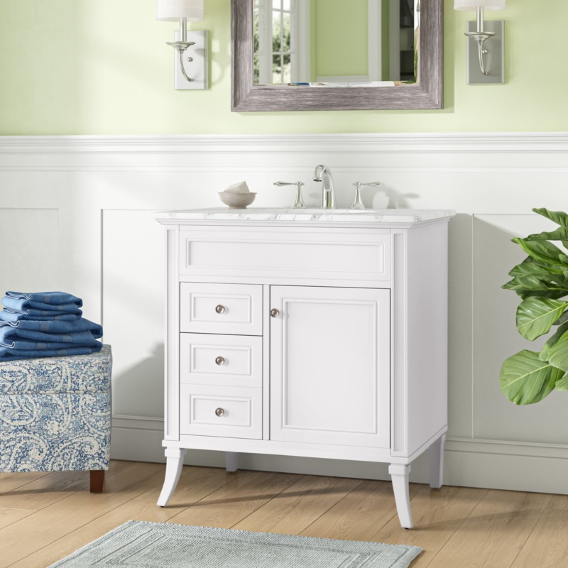 Glascock 32'' Free-standing Single Bathroom Vanity with Marble Vanity Top
