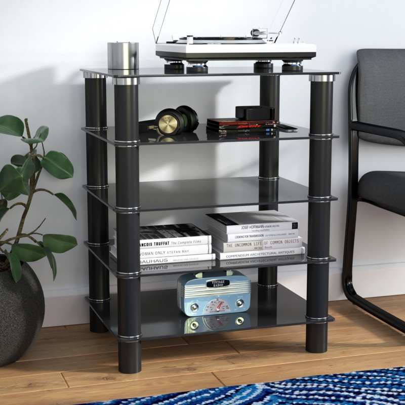Glass Audio Rack with Adjustable Shelves