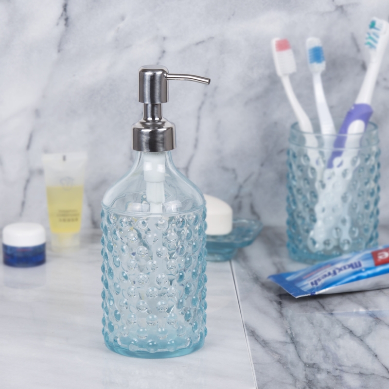 Blue Dot Refillable Glass Soap Dispenser