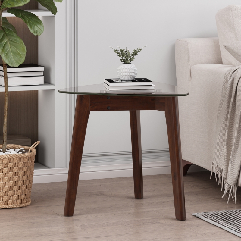 Glass Top Triangular Side Table
