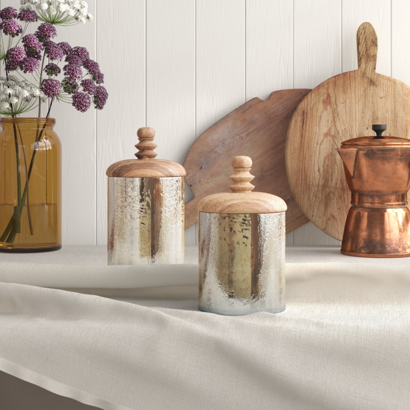 Gold Glass Decorative Jars, Set of 2