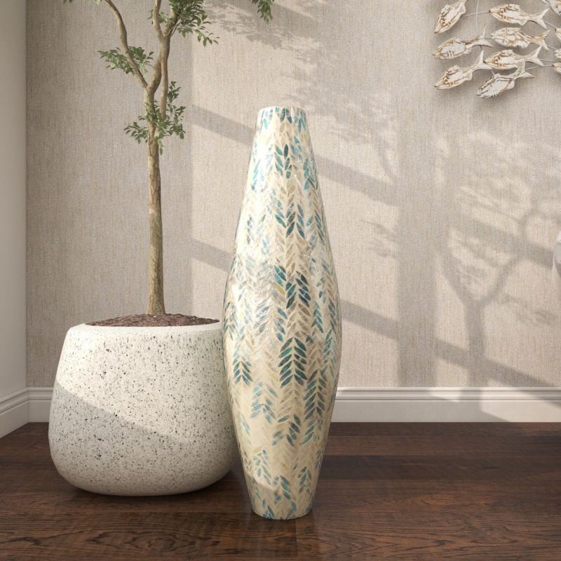 Glendale Heights Modern Shell Inlaid Bamboo Floor Vase