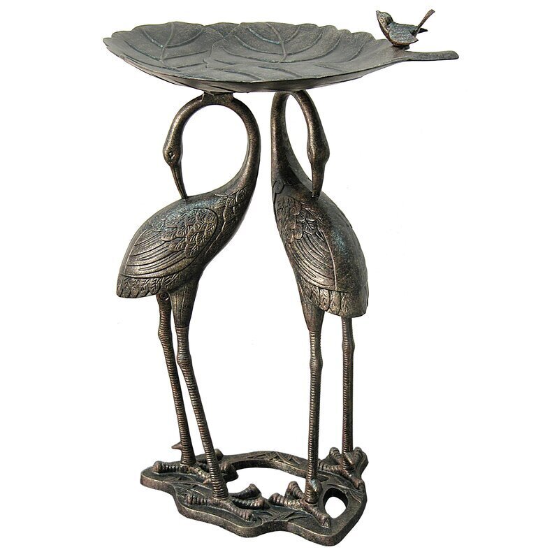 Gold Colored Pedestal Bird Bath