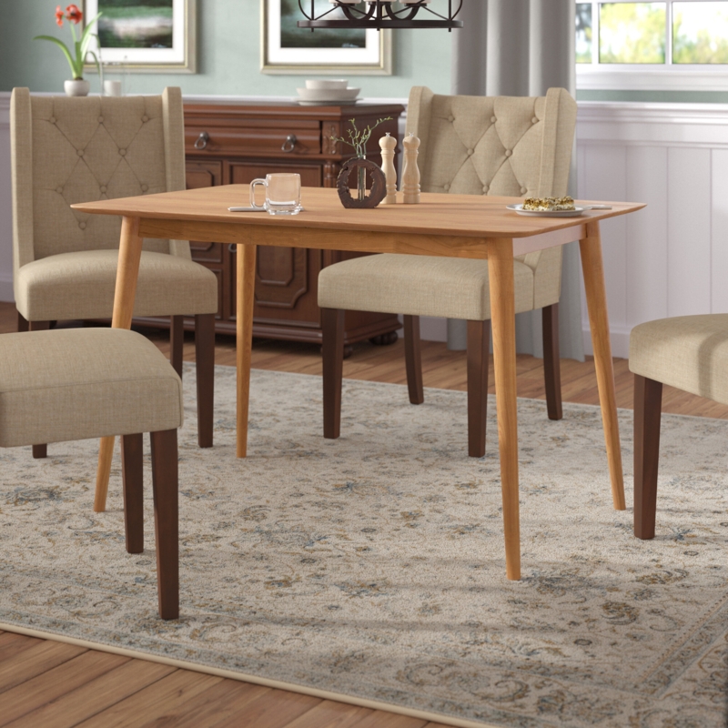Mid-Century Pine Wood Dining Table