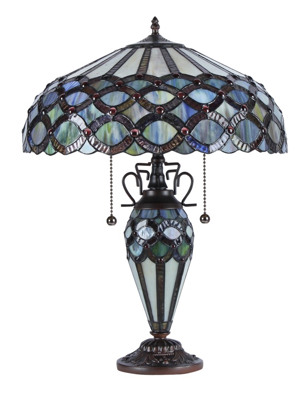 Double-Lit Tiffany Glass Table Lamp