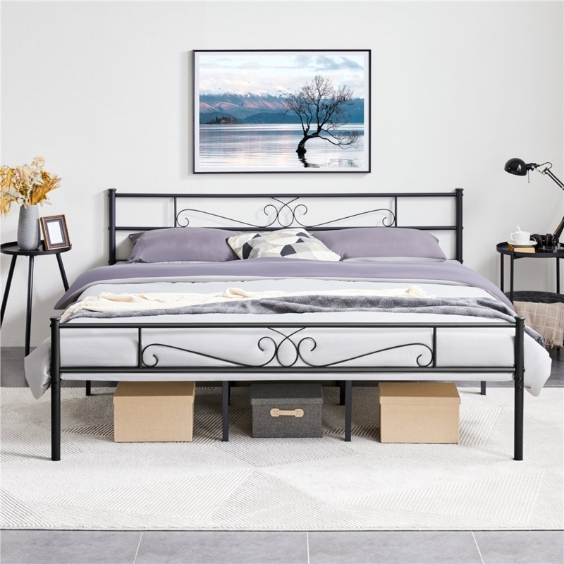 Graceful Scroll Platform Bed with Multiple Size and Color