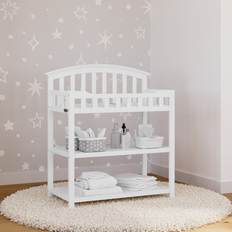 Changing Table with Storage Shelves and Pad