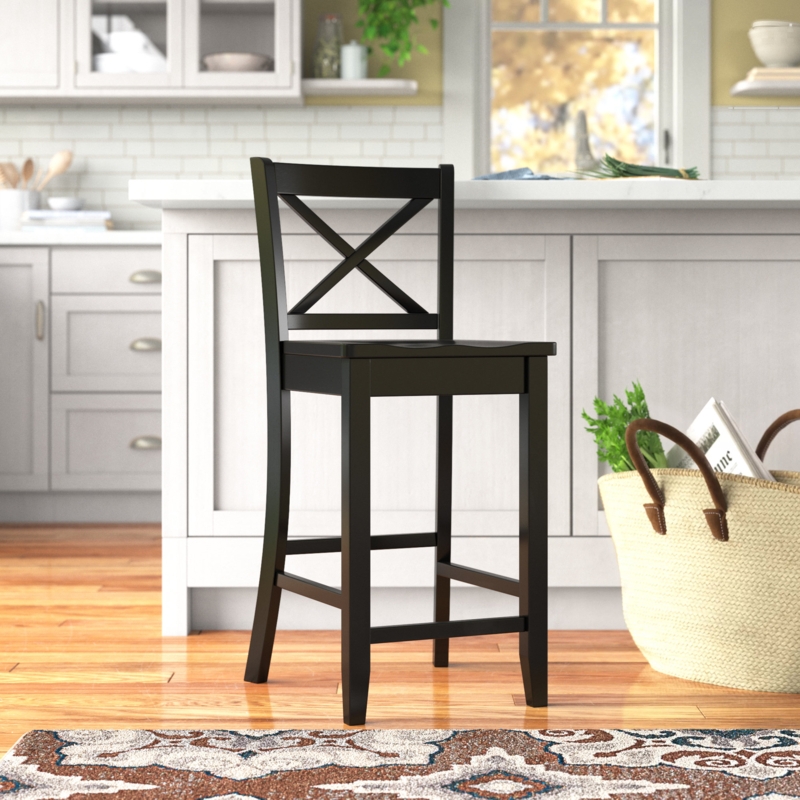 Open X-Back Mahogany Wood Stool