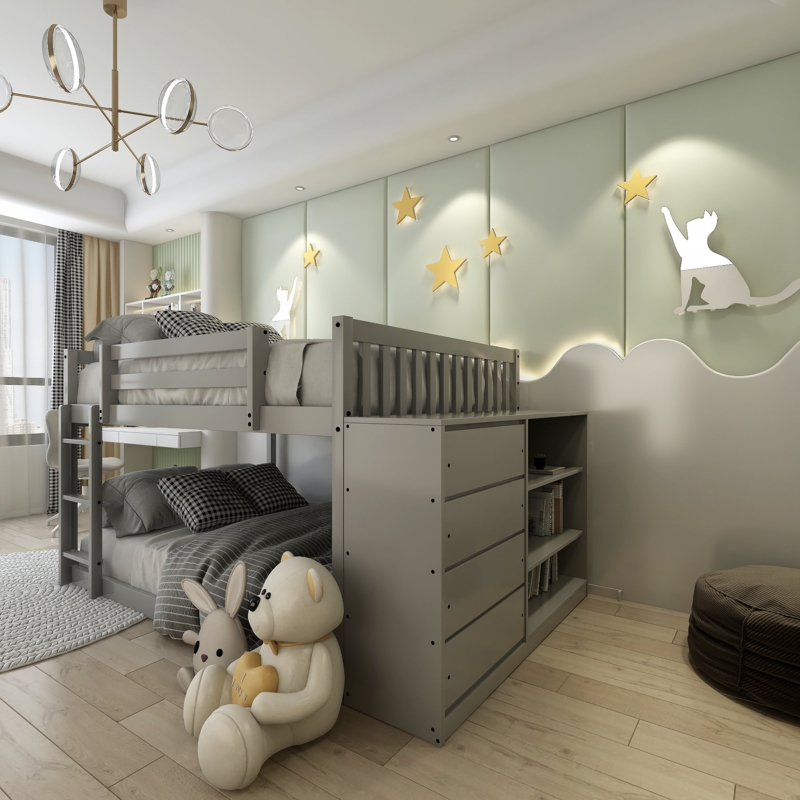 Beautiful Low Bunk Bed Frame with Storage