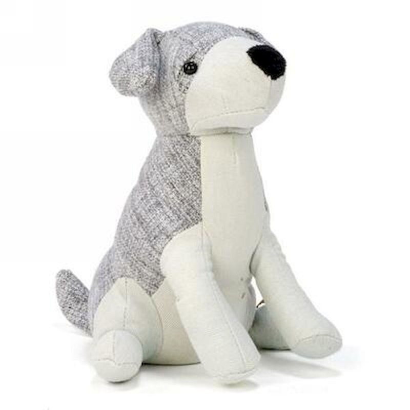 Gray And Beige Dog Fabric Door Stop