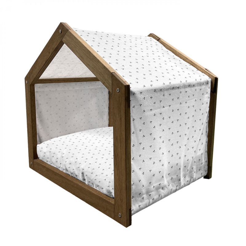 Wooden Dog House with Canopy and Cushion
