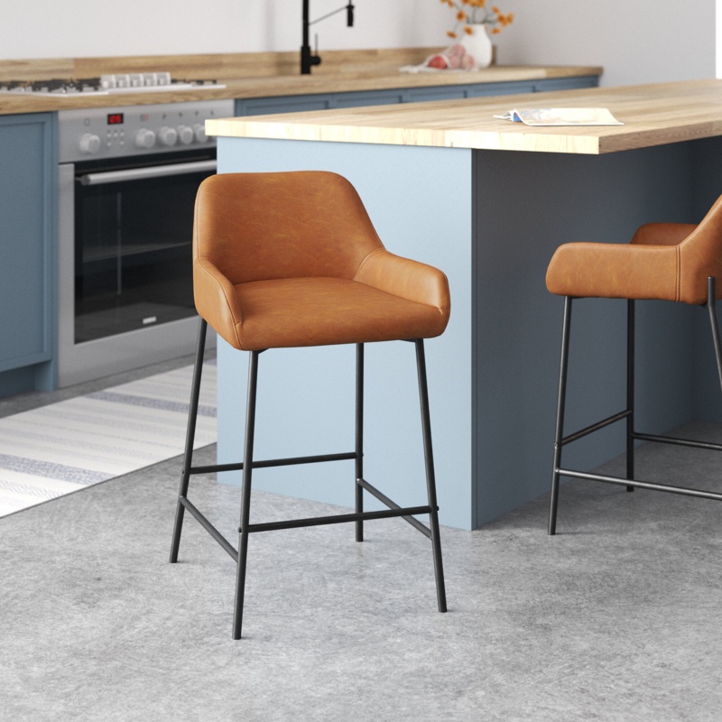 2-Piece Mixed-Material Counter Stool Set