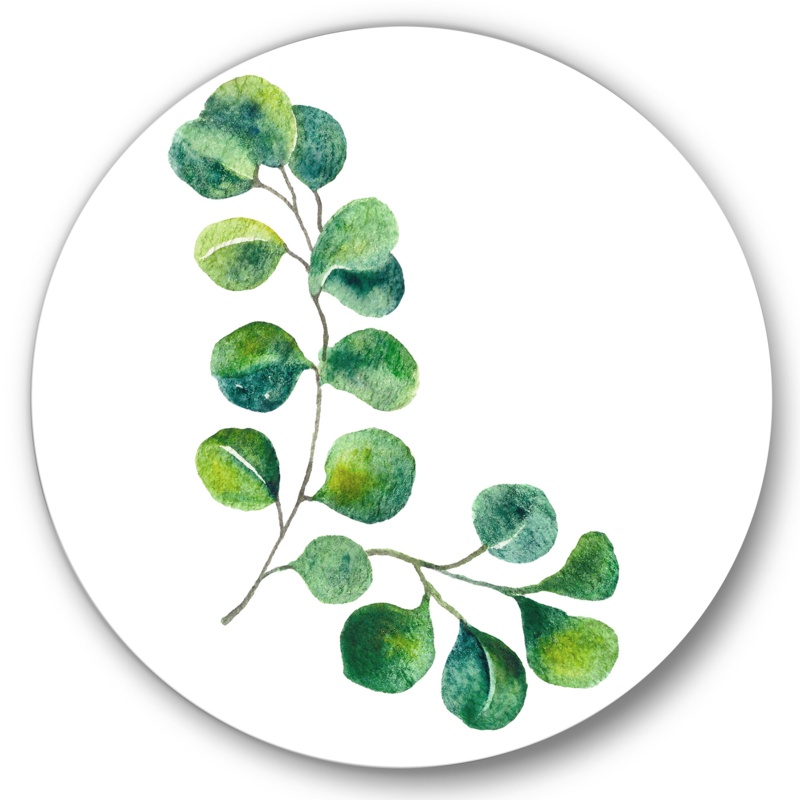 Green Eucalyptus Branches II - Unframed Painting on Metal