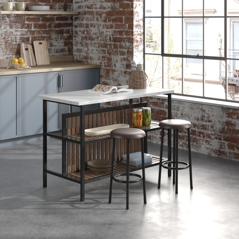 Grondin 47.24" Iron Kitchen Island Set