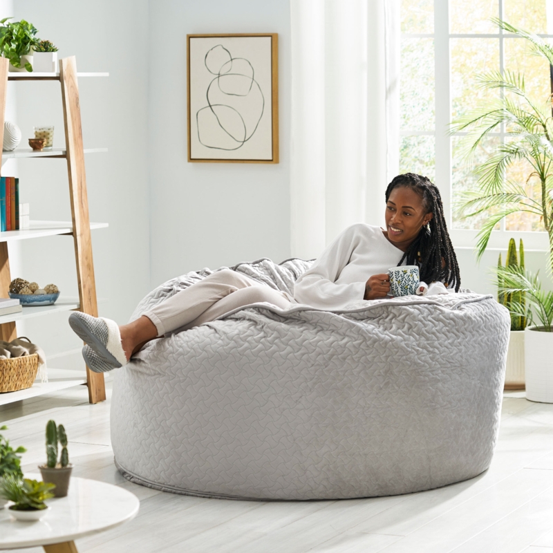 Quilted Velvet Bean Bag Chair