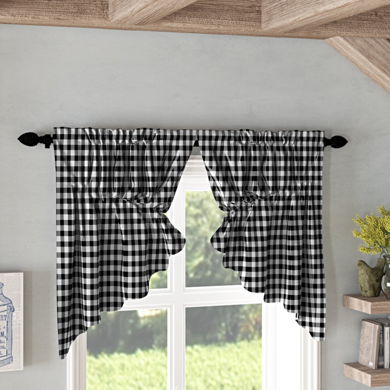 Guilaine Plaid Cotton Swag 36'' Window Valance