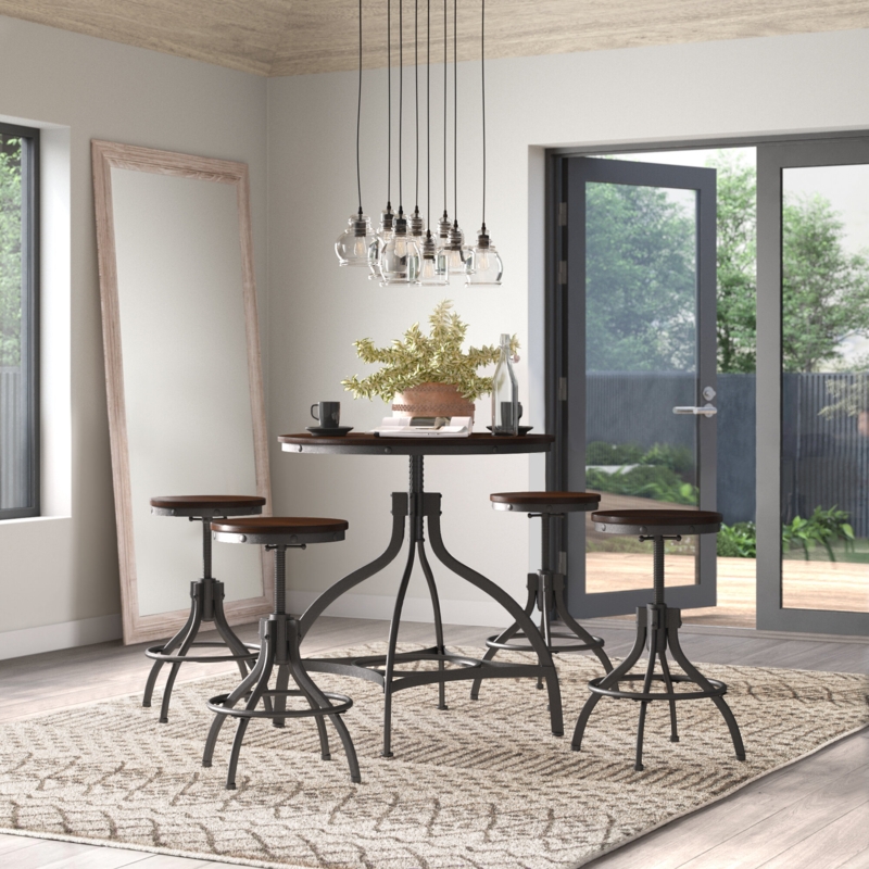 Counter Height Dining Set with Adjustable Table and Chairs