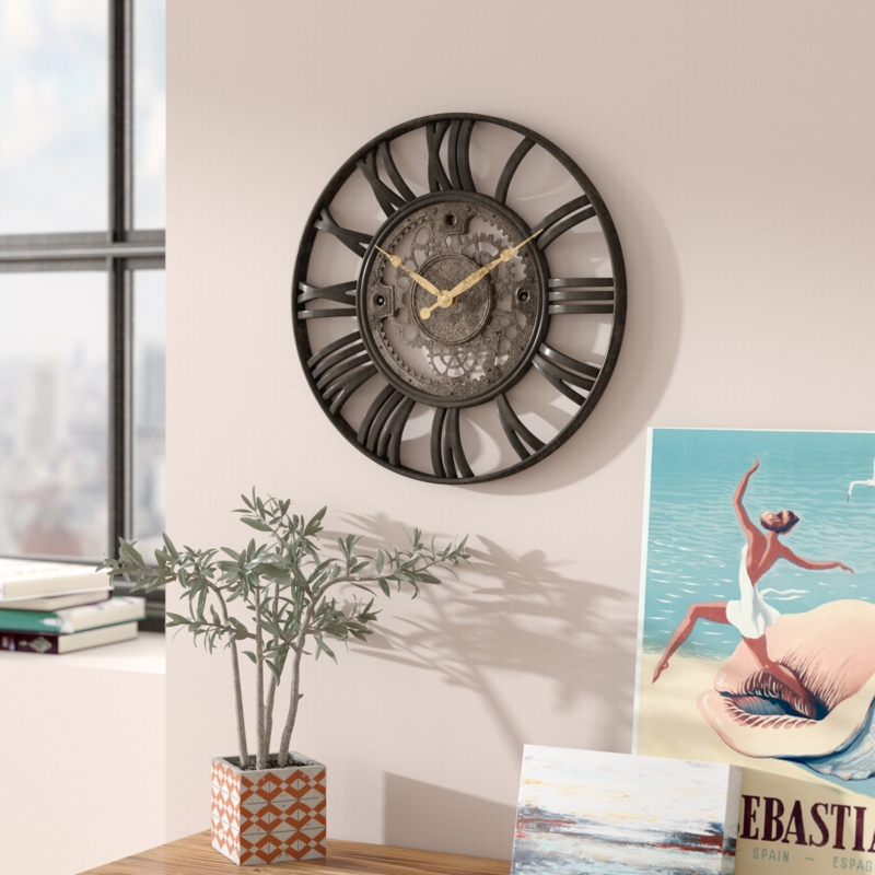 Decorative Gear Wall Clock with Roman Numerals