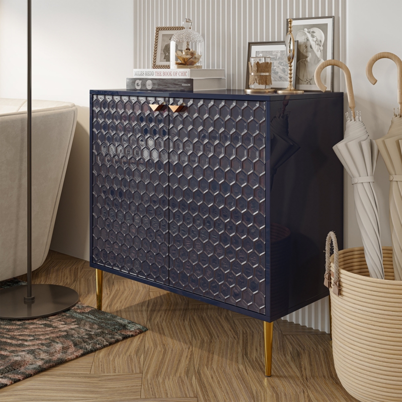Honeycomb 2-Door Cabinet with Art Deco Style
