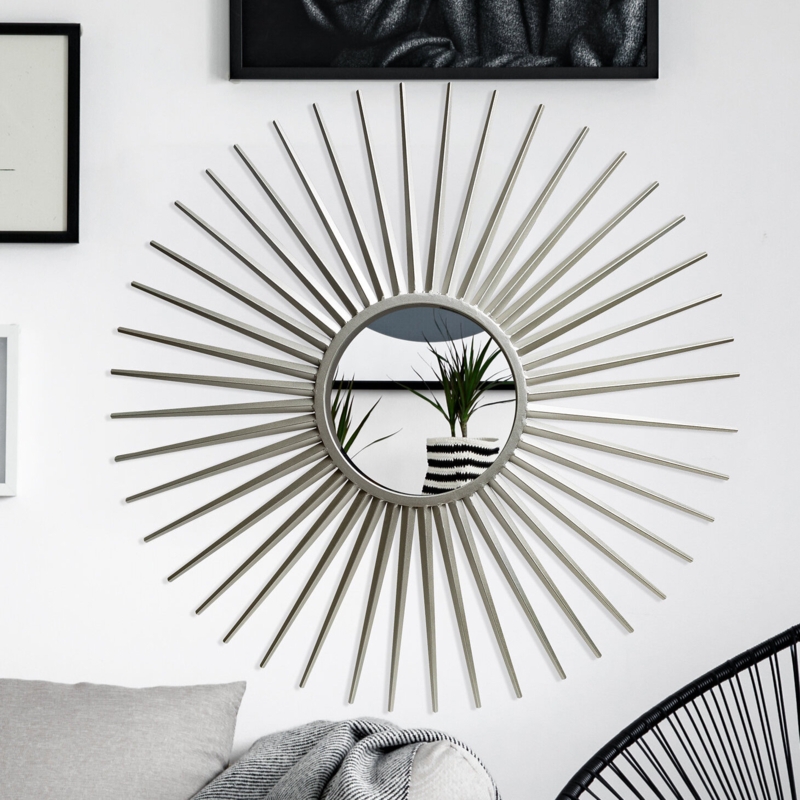 Silver Sunray Wall Accent Mirror