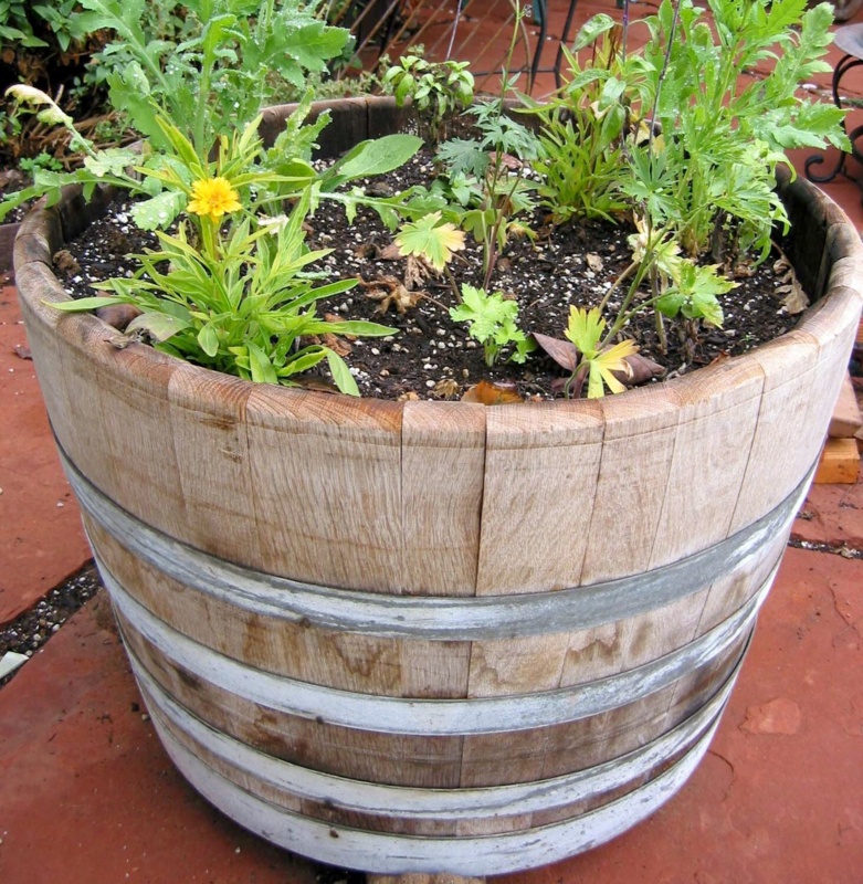 Half Wine Barrel Planter, 26"W X 16"H
