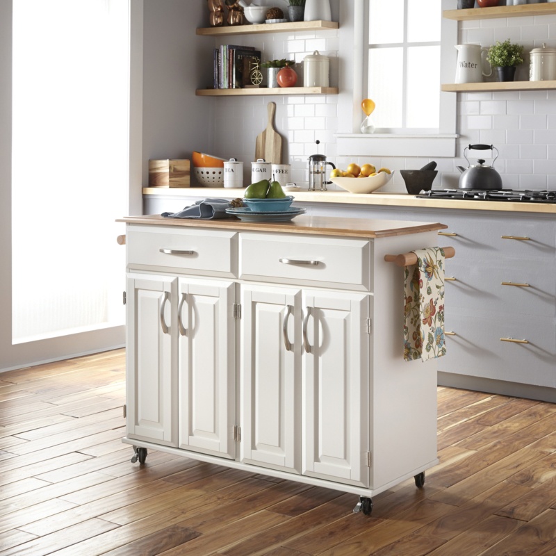Hamilton 48.75'' Wide Rolling Kitchen Cart with Solid Wood Top