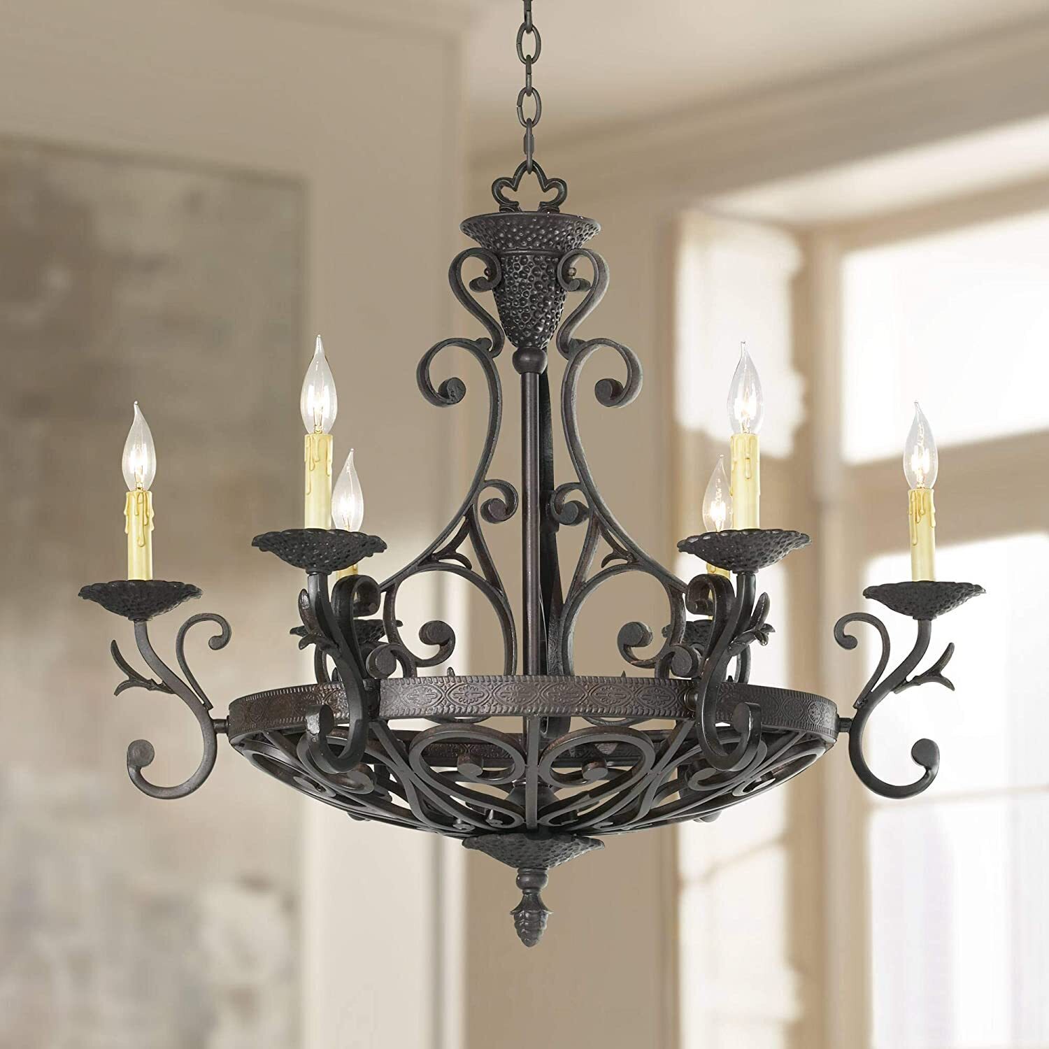 Hammered Iron Medieval Chandelier