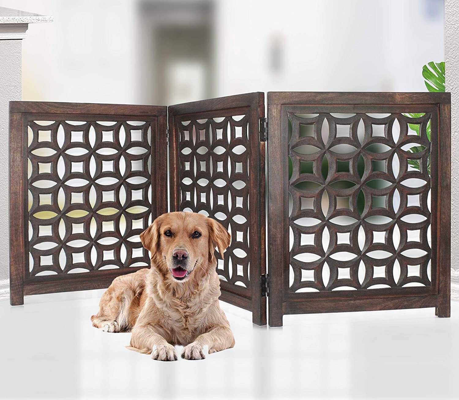 Hand Carved Solid Wood Dog Gate