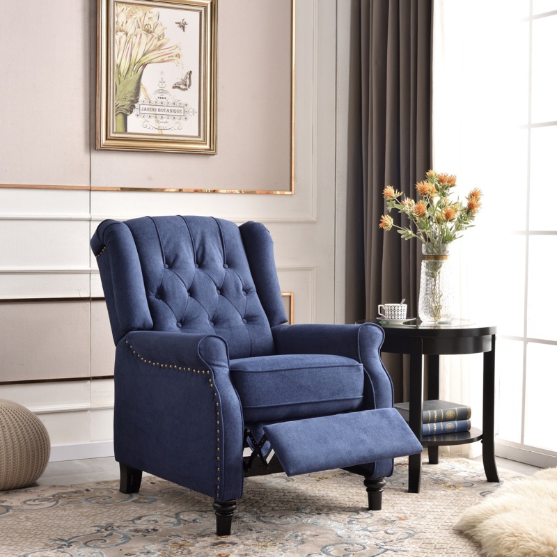 Harko 32" W Super Soft And Modern Pushback Recliner With Rivets