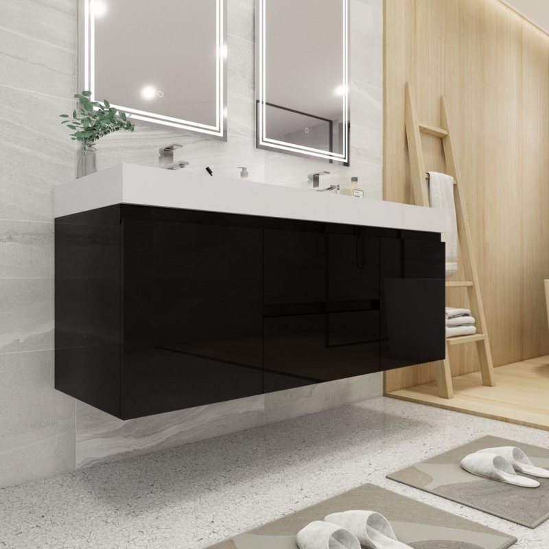 Hartt 60'' Wall Mounted Double Bathroom Vanity with Reinforced Acrylic Vanity Top