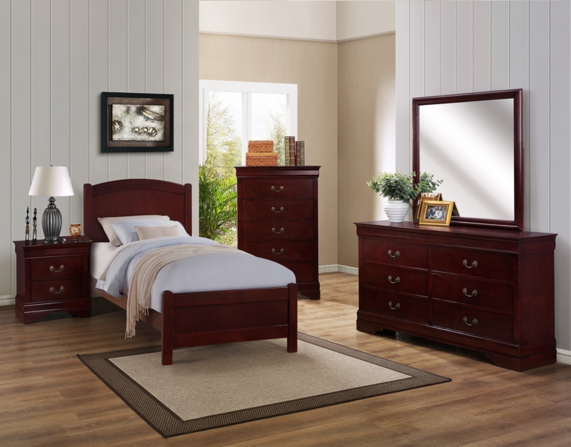 Cherry Sleigh Bedroom Set with Storage