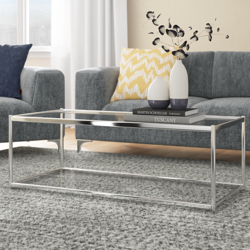 Sleek Metal and Glass Coffee Table