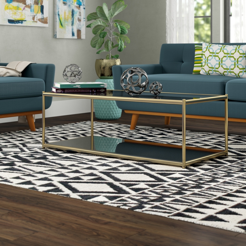 Glamorous Metallic Coffee Table with Glass Tiers